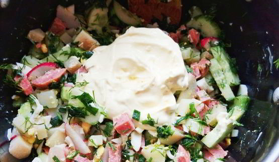 окрошка на газированной минеральной воде