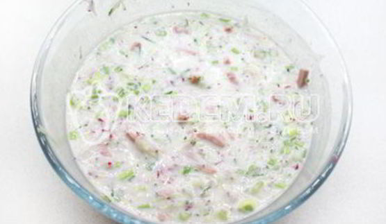 окрошка на кефире и минералке