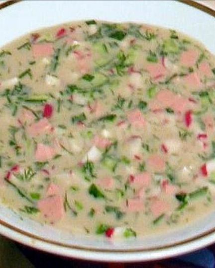 Рецепт окрошки на кефире классическая с колбасой