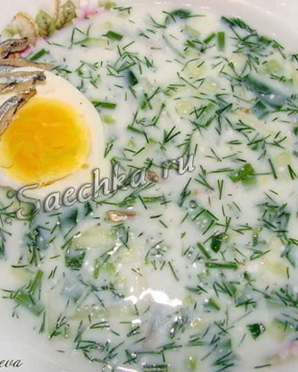 Рецепт окрошки на кефире со снетками