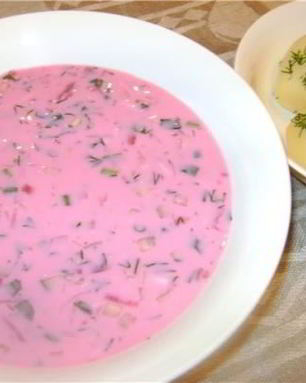 Окрошка на кефире со свеклой