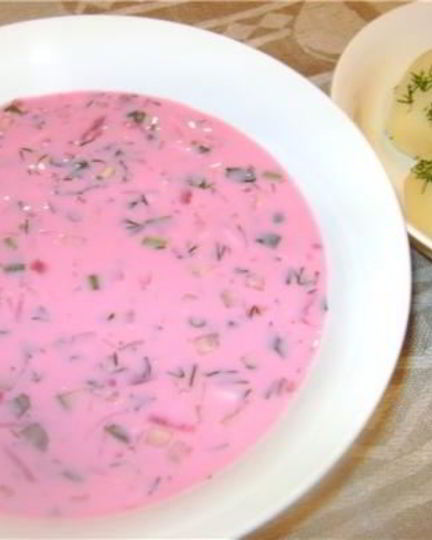 Рецепт окрошки на кефире со свеклой