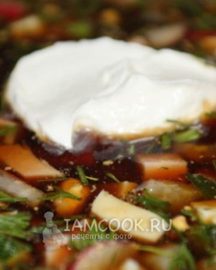 Рецепт окрошки на квасе с докторской колбасой