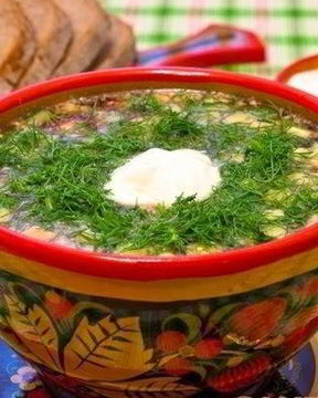 Окрошка на квасе с колбасой