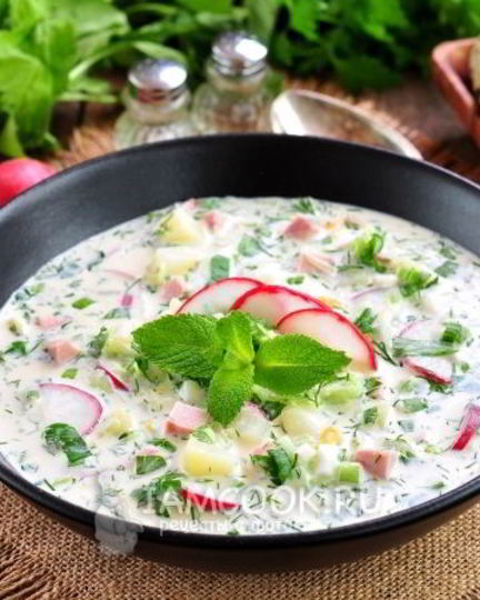 Рецепт окрошки на минералке с майонезом