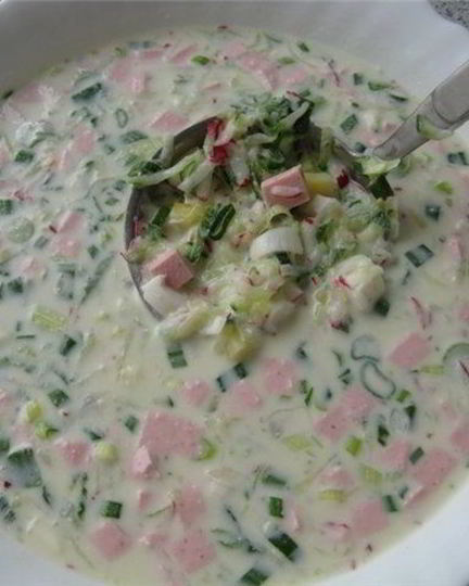 Рецепт окрошки на сметане и майонезе