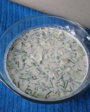 Окрошка на воде с уксусом и майонезом