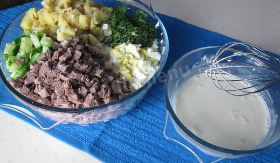 окрошка на воде с уксусом и майонезом