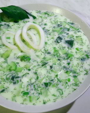 Окрошка с кальмарами