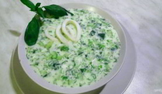 окрошка с кальмарами