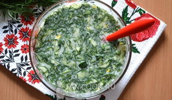 окрошка с колбасой на квасе