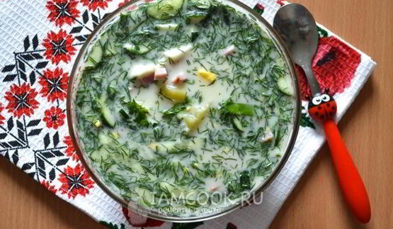 окрошка с колбасой на квасе