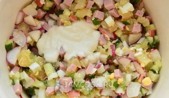 окрошка с колбасой на уксусе