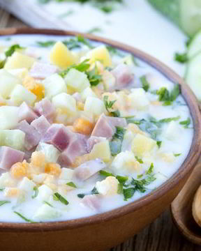 Окрошка с ветчиной и таном