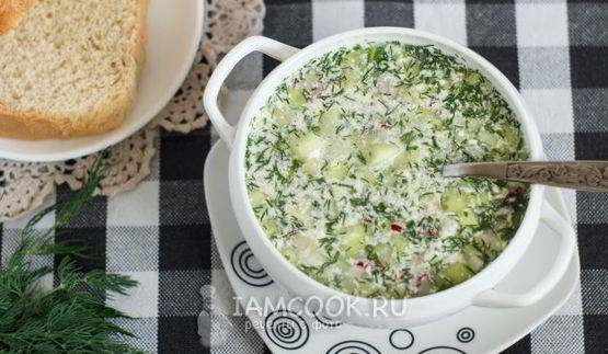 вегетарианская окрошка на сыворотке