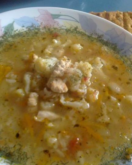 Рецепт овощного супа с рисом и куриным филе