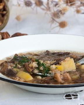 Овощной суп с вешенками