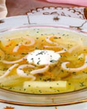 Рассольник домашний с кальмарами