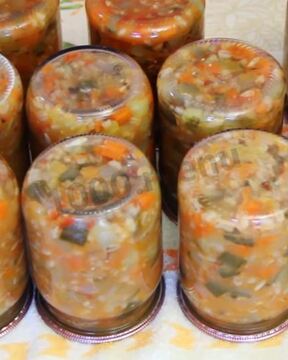 Рассольник на зиму с помидорами и огурцами