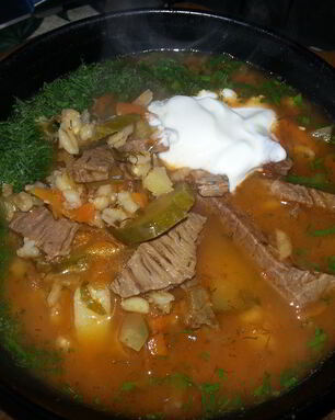 Рассольник с говядиной