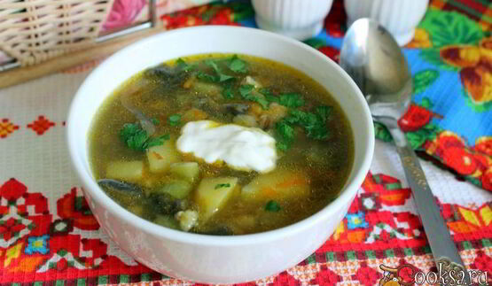 рассольник с лесными грибами в мультиварке