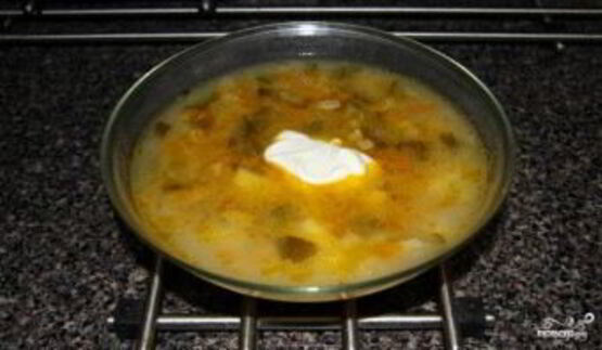 рассольник с перловкой и почками