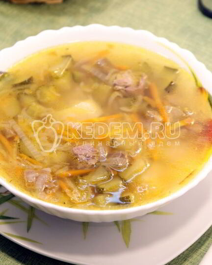 Рецепт рассольника с рисом и языком