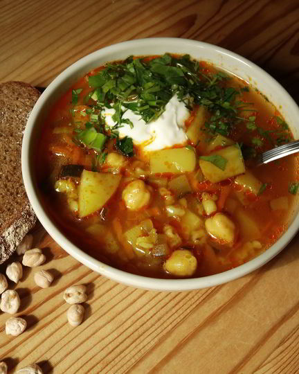 Рецепт вегетарианского рассольника с нутом