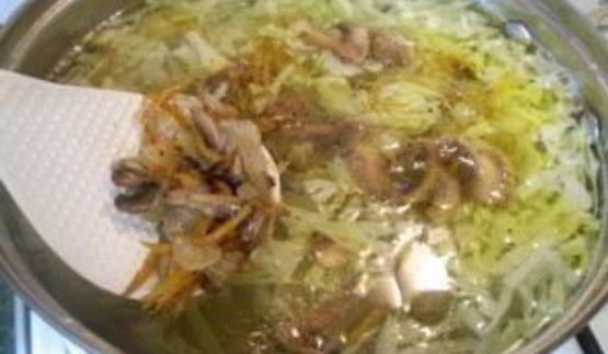 постные щи из свежей капусты с грибами