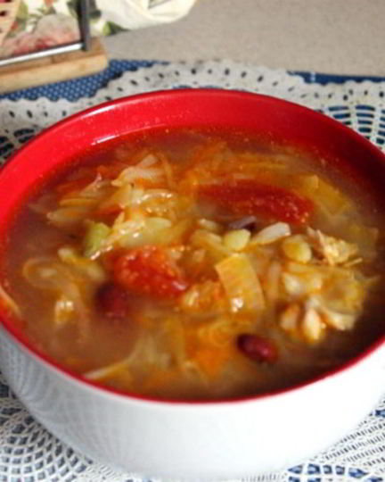 Рецепт щей из квашеной капусты с фасолью и сладким перцем на курином бульоне
