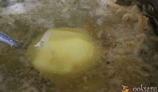 щи из квашеной капусты с фасолью и сладким перцем на курином бульоне