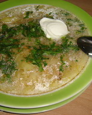 Щи кислые на курином бульоне