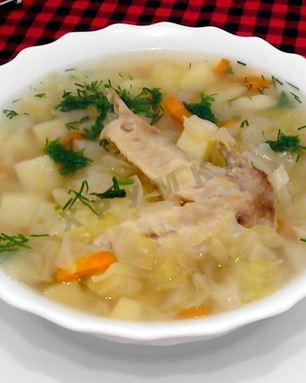 Щи на курином бульоне из капусты