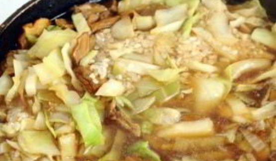 грибная солянка с рисом и капустой