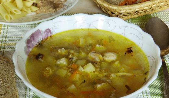 суп из рыбных консервов с перловкой