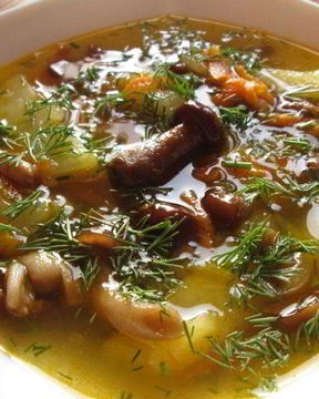 Суп из замороженных подберезовиков