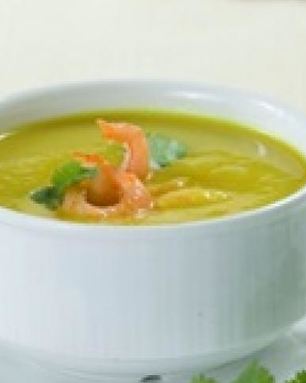 Картофельный суп-пюре с креветками