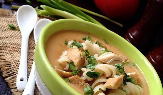 куриный суп-пюре с макаронами