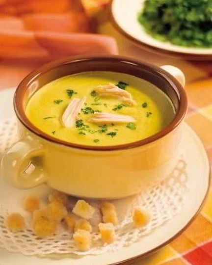 Рецепт овощного супа-пюре на курином бульоне