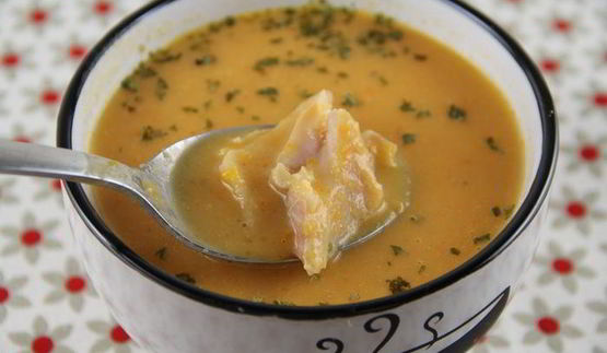 тыквенный суп-пюре с копченой рыбой