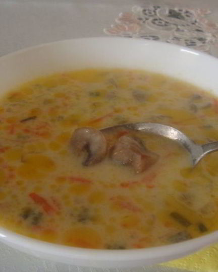 Рецепт сливочно-сырного суп с шампиньонами