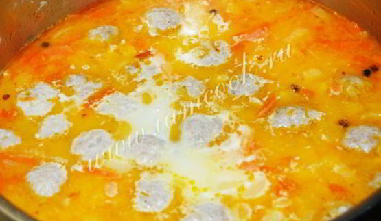 сырный суп с фрикадельками