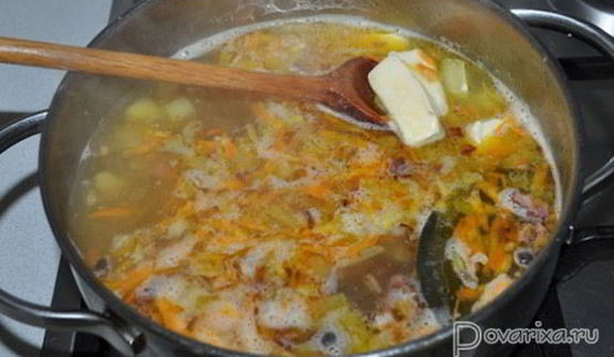 сырный суп с копченостями