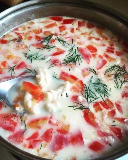 Рецепт сырного супа с креветками и болгарским перцем