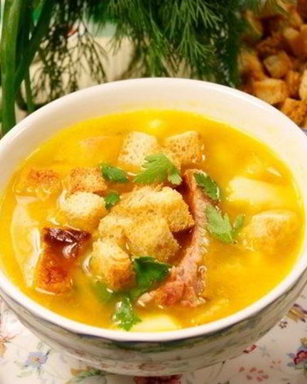 Рецепт сырного супа с ребрышками