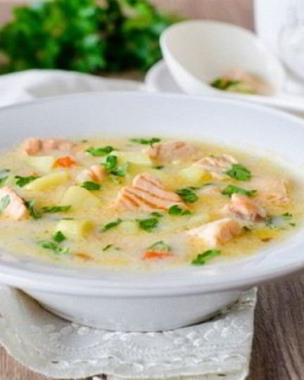 Рецепт сырного супа с шпинатом и семгой