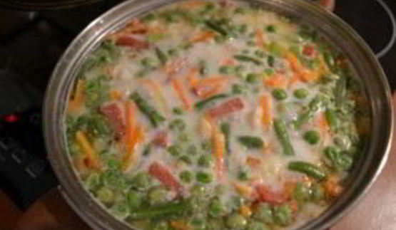 сырный суп с сосисками