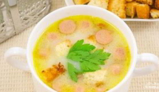 сырный суп с сосиской