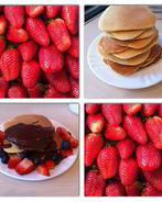 Американские панкейки с горячим шоколадом и ягодами