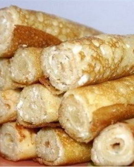 Рецепт блинчиков на кефире с творожным сыром